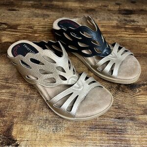 Modzori‎ Reversibles Celesta Wedge Sandal metallic copper black cutout women's 7